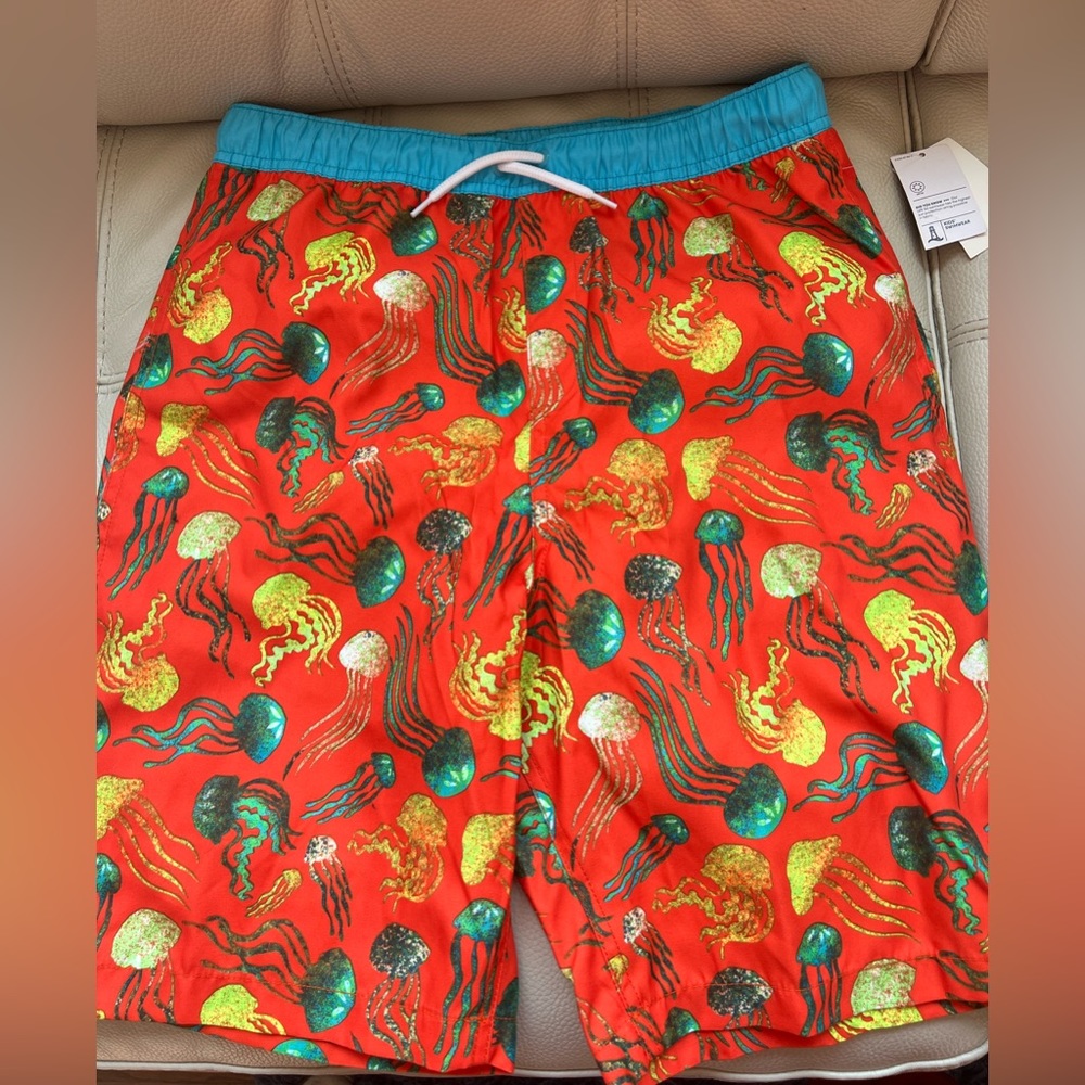 🆕 Lands’ End boys size 18-20 XXL jellyfish print swim trunks - Picture 2 of 12